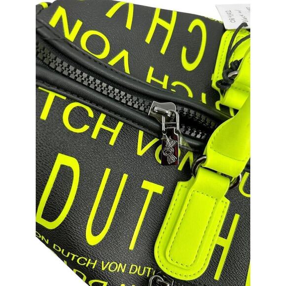 NWT Von Dutch Monogram Black Yellow Overnight Travel Gym Sports Bag - Picture 10 of 14